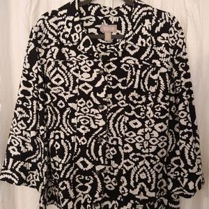 Chico's Black and White Geometric Design Blouse